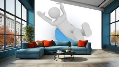 3d man exercising position on fitness ball. My biggest pilates s Wall mural