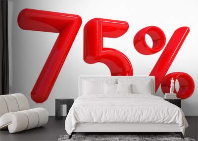 3d red 75 percent on a white background Wall mural