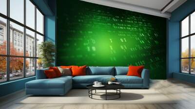 flowing number one and zero text in binary code format in technology background. Wall mural