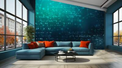 flowing number one and zero text in binary code format in technology background. Wall mural