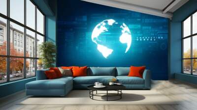 Global network connection. World map and concept of global business. Wall mural