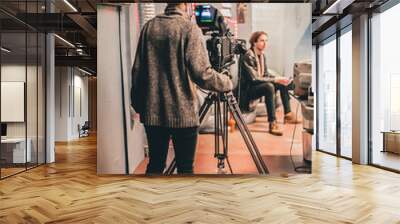 Behind the scene. Actor in front of the camera Wall mural