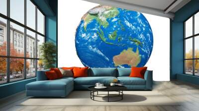 Planet earth globe isolated on white background. Blue and green realistic world. Earth day celebration. Wall mural