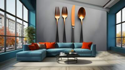 A set of silverware with a knife fork and spoon 5 Wall mural