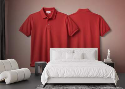 Front and back red polo shirt mockup 6 Wall mural