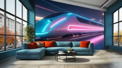 futuristic trasnportation fast train city station 2 Wall mural