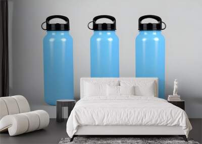 light blue reusable water bottles mockup Wall mural