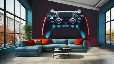 Neon light gamepad  red and blue glow in the dark full color Wall mural