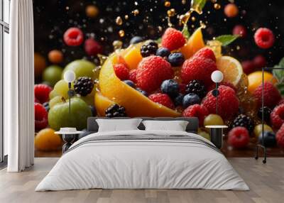 Photo fruits vibrant and colorful image of juicy fruits juice fresh splash water 5 Wall mural