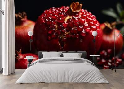 Photo pomegranates fruits vibrant and colorful image of juicy fruits juice fresh splash water 2 Wall mural