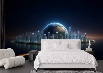 Save earth day concept with globe green nature and eco friendly and city polution 7 Wall mural