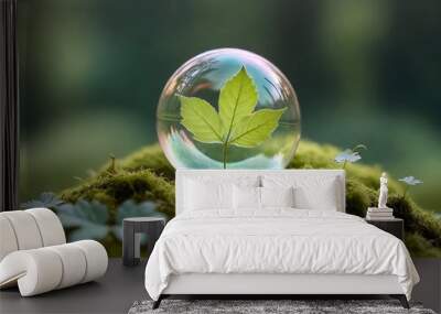 Save earth day concept with globe green nature and eco friendly and world environment 5 Wall mural