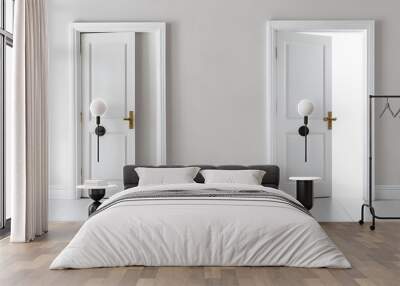 Two white doors in a white room Wall mural