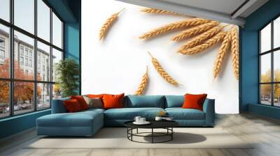 Wheat on white background 3 Wall mural