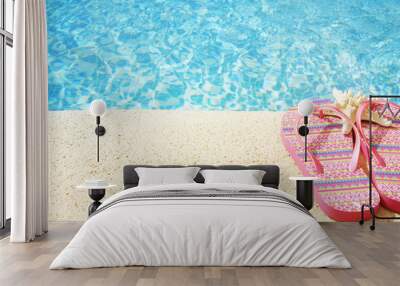 Summer accessories at the swim pool, Travel concept, Vacation time Wall mural