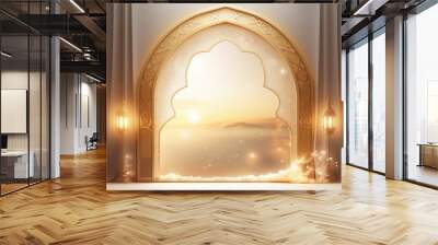 Ramadan celebration illustration template with Arabic lantern. copy space. banner  decoration background.  Wall mural