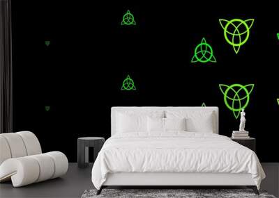 Dark Blue, Green vector backdrop with mystery symbols. Wall mural