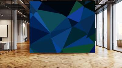 Dark blue, green vector triangle mosaic design. Wall mural