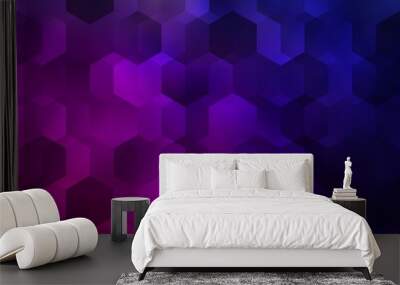 Dark Blue, Red vector template in hexagonal style. Wall mural