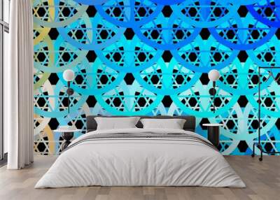 Dark Blue, Yellow vector background with occult symbols. Wall mural