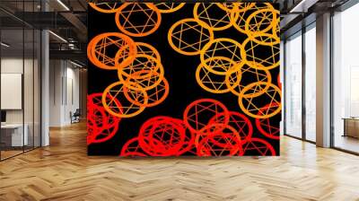 Dark Orange vector texture with religion symbols. Wall mural