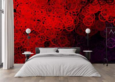 Dark Pink, Red vector backdrop with mystery symbols. Wall mural