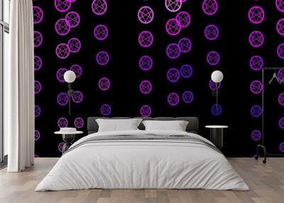 Dark Purple vector background with occult symbols. Wall mural