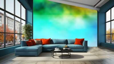 Light Blue, Green vector background with clouds. Wall mural