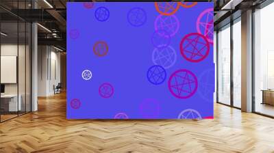 Light Blue, Yellow vector background with occult symbols. Wall mural