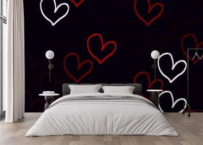 Light Pink, Red vector background with hearts. Wall mural