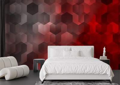 Light Red vector layout with hexagonal shapes. Wall mural