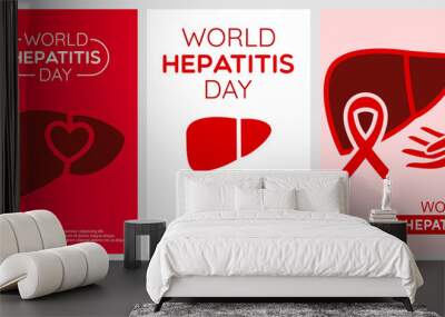 World Hepatitis Day. Simple Background Vector Illustration Flat Style. Suitable for poster, cover, social banner, or flyer. Wall mural