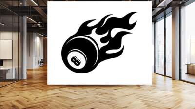 silhouette billiard ball fire logo Wall mural