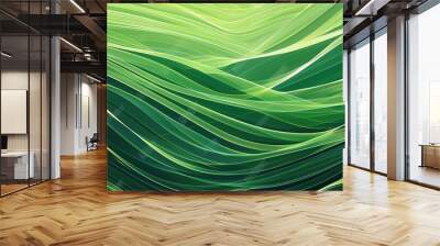 Abstract organic green lines as wallpaper background illustration created by ai Wall mural