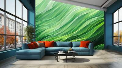 Abstract organic green lines as wallpaper background illustration created by ai Wall mural