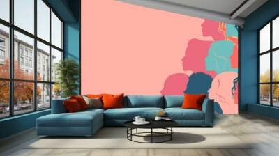 Diverse Women Illustration on Pink Background created by ai Wall mural