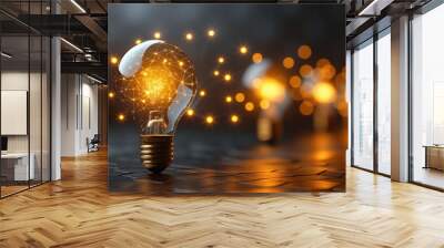 light bulb with light and light created by ai Wall mural