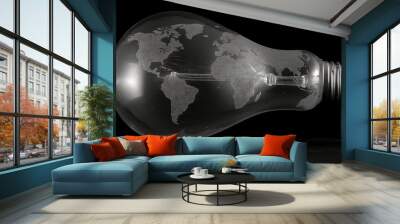 light bulb with light and light created by ai Wall mural