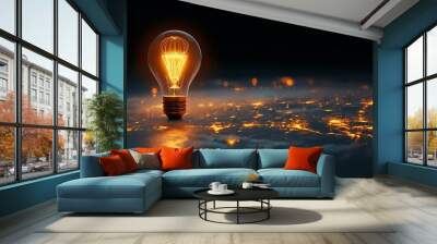 light bulb with light and light created by ai Wall mural