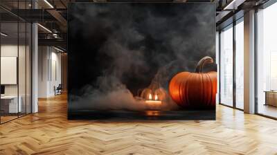 Spooky Halloween Pumpkin with Candles created by ai Wall mural