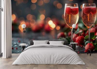 Valentines day and rose glas created by ai Wall mural