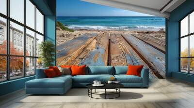 Wooden Planks Leading to the Ocean Wall mural