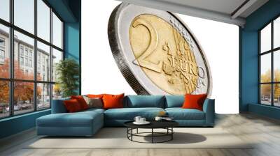 two euros coin isolated on transparent layered background. Wall mural