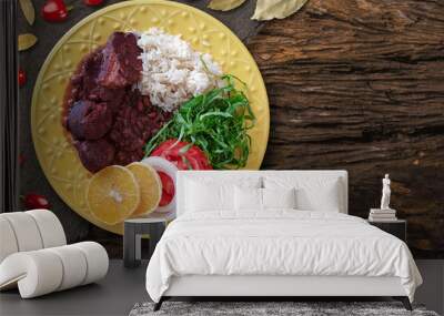 Feijoada dish of typical Brazilian food Top view Wall mural