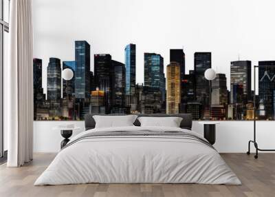 panoramic night city skyline isolated without background Wall mural