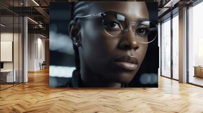 stylish African American Women wearing eyeglasses. cool modern eyewear futuristic style attractive look. Generative AI Wall mural