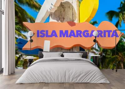 isla margarita signpost with palm trees Wall mural