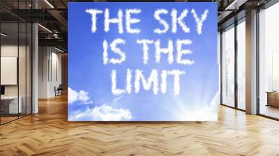 The Sky Is The Limit cloud word with a blue sky Wall mural