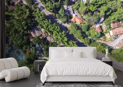 Top View of Road in a Rural Landscape Wall mural