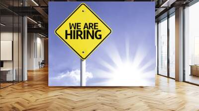 We are Hiring road sign with sun background Wall mural